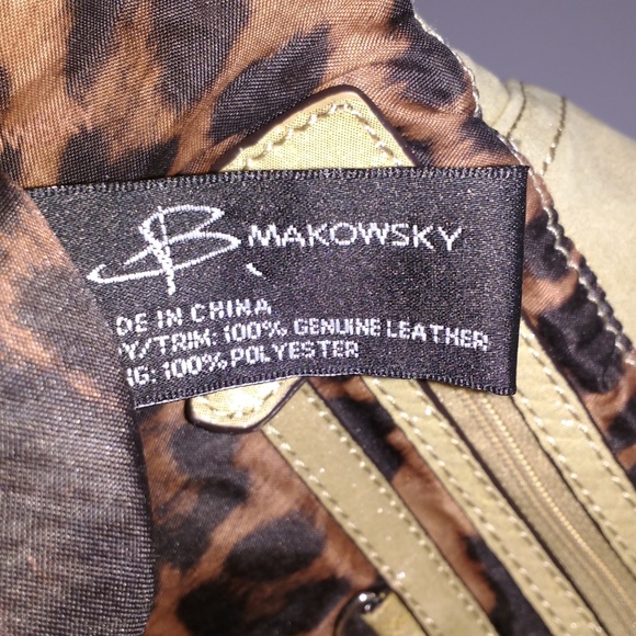 *B. Makowsky yellow-gold metallic sheen leather handbag - Picture 7 of 8